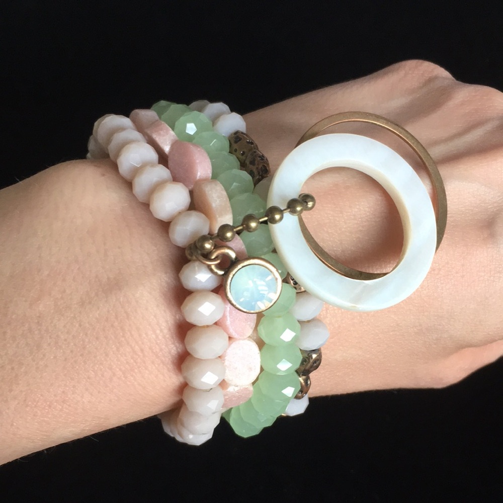 Four Layer Beaded Charm Bracelet